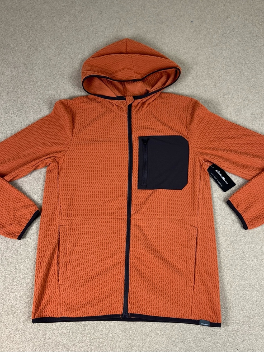 Eddie Bauer Lakeview Chevron Hooded Fleece Jacket, Full Zip Sweatshirt. Sz S.